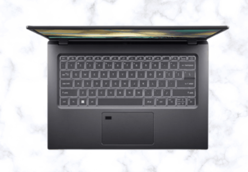 Acer Apire 5 A514-55G i5-1235U yang memperlihatkan keyborad, touchpad dan bagian sisi atasnya